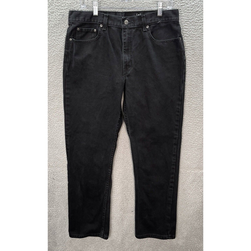 George Jeans Mens 34x32 Black Denim Regular Fit Straight Workwear Grunge Casual